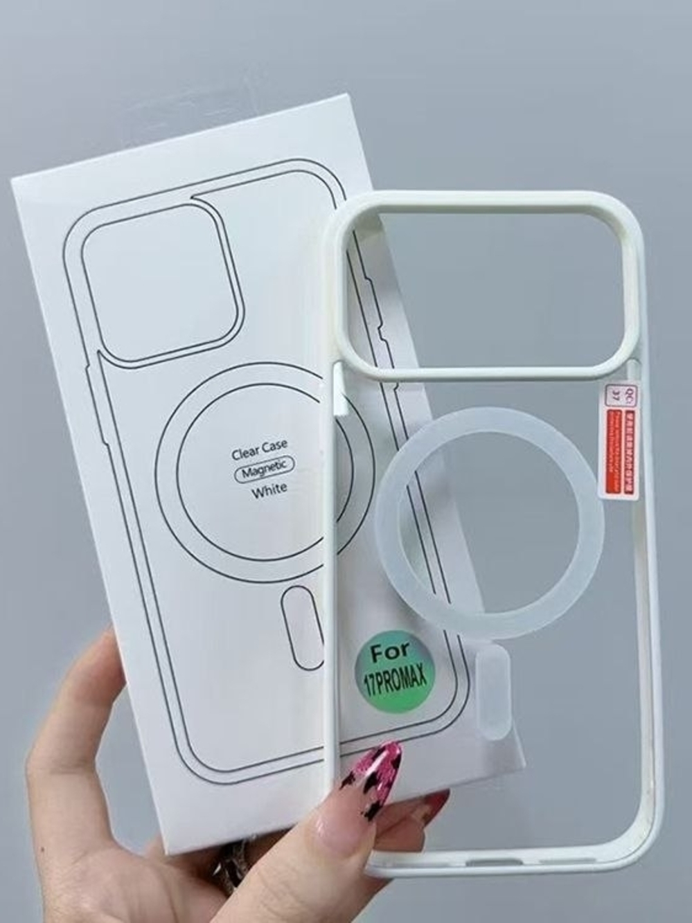 Clear Magnetic Compatible Phone Case Frame for 17ProMax - White